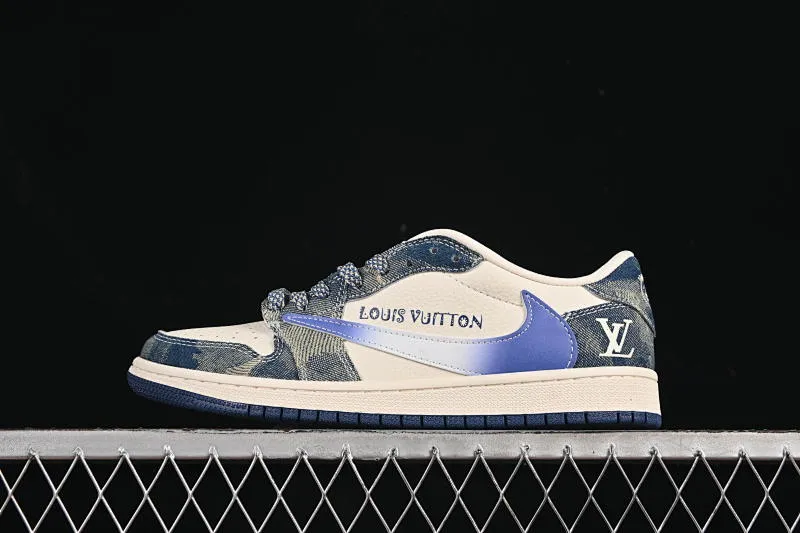 All categories Air Jordan Jordan series basketball shoes Air Jordan 1 Low High-end customized low-top sneakers Travis Scott x Fragment Design x Air Jordan 1 Low OG SP AJ1 Joe 1 LV joint blue jeans low-top cultural and casual sneakers XQ1979-002